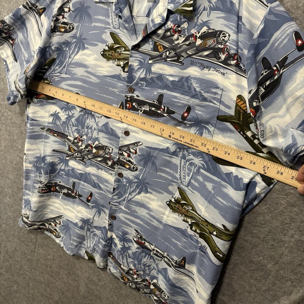 Kalaheo Shirt Mens 2XL Blue WWII Fighter Planes Military Made in‎ USA Vtg - Picture 7 of 7